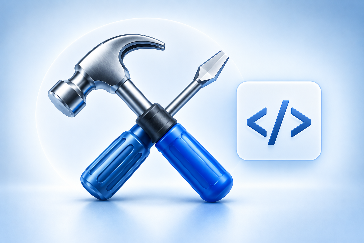 3D development tools and code symbol representing modern engineering